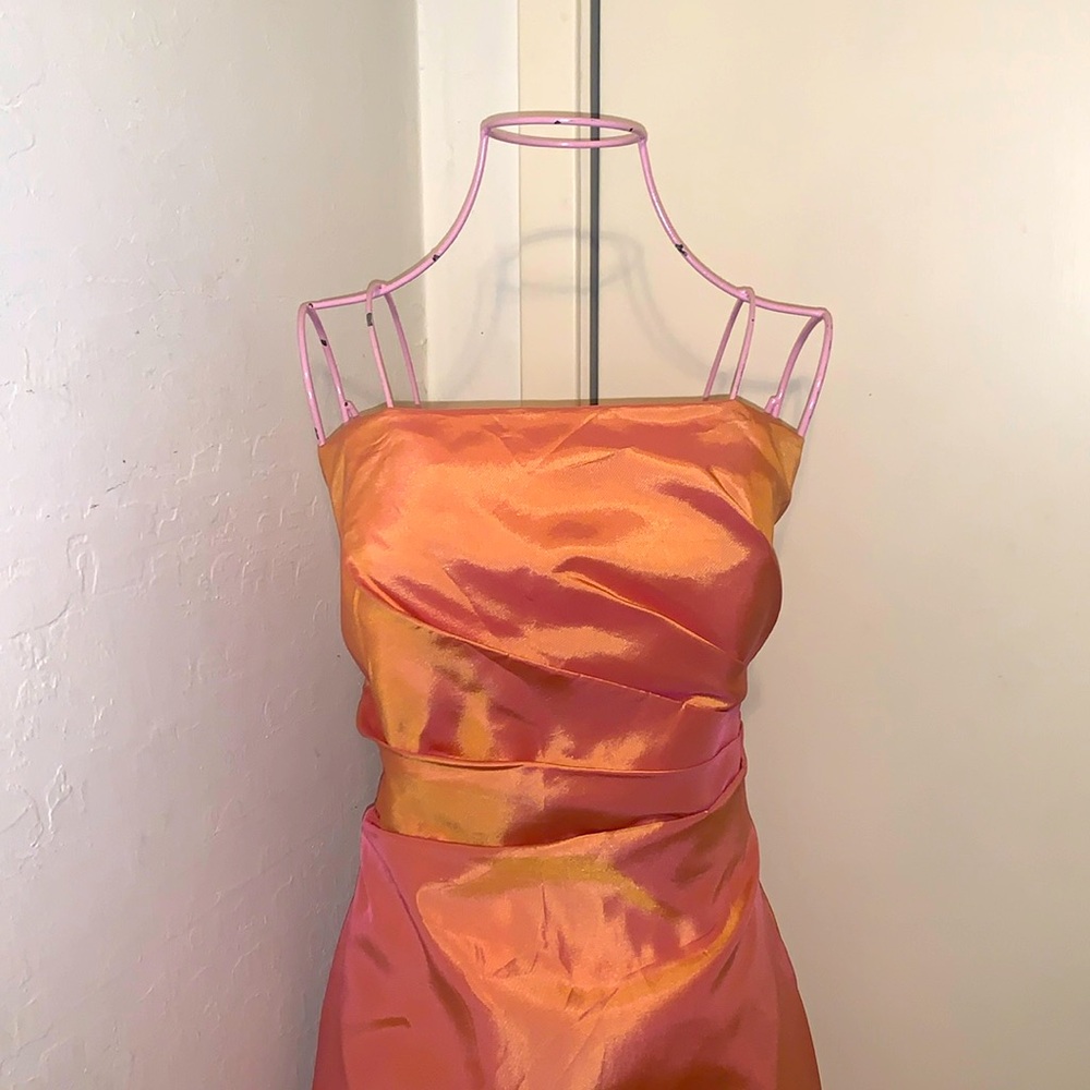 Vintage Jim Hjelm Collections Women's Strapless Orange Evening gown Size: 12